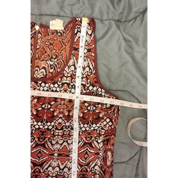 Japna Shirt Womens Medium Orange Geometric Print Sleeveless Dressy Lightweight - Picture 6 of 9